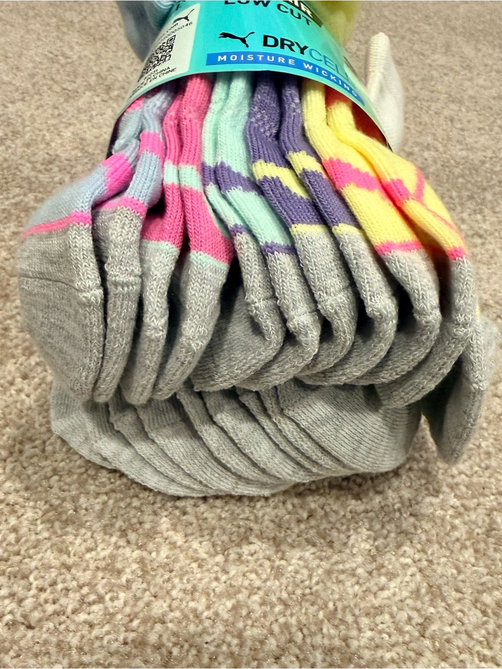 NWT Puma kids 10 pair low cut Dry Cell Moisture Wicking socks
